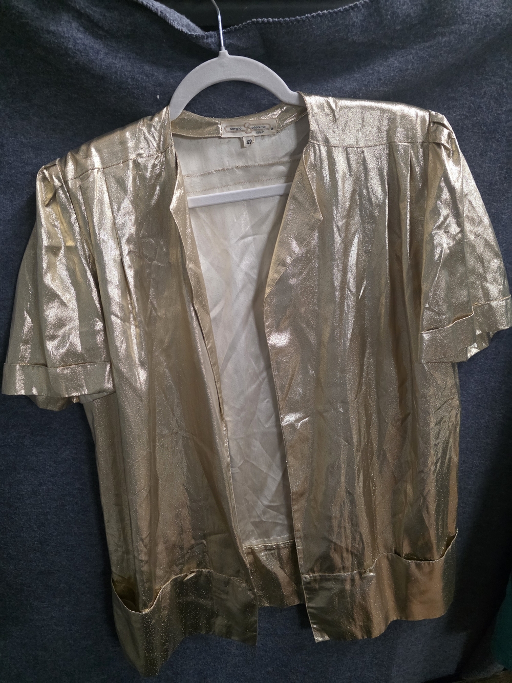 Metallic Gold Open-Front Blazer Jacket - Picture 3 of 5